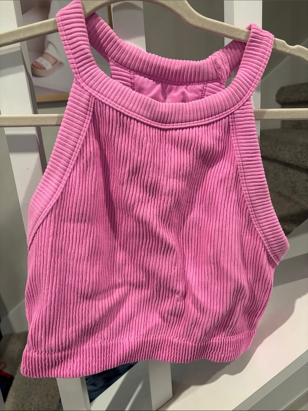aerie Pink Ribbed Halter Tank Top